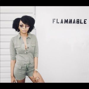 Olive green romper (Brand New)